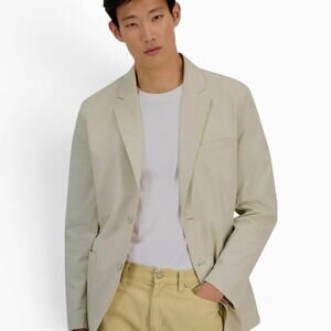 Alfani Nylon Stretch Jacket Blazer Men XL Beige Sand Quiet Luxury Minimalist NWT